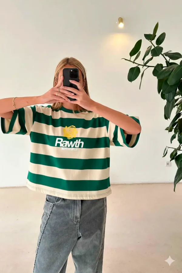 CAMISA2-MODELO1 Boy Green Striped T-Shirt