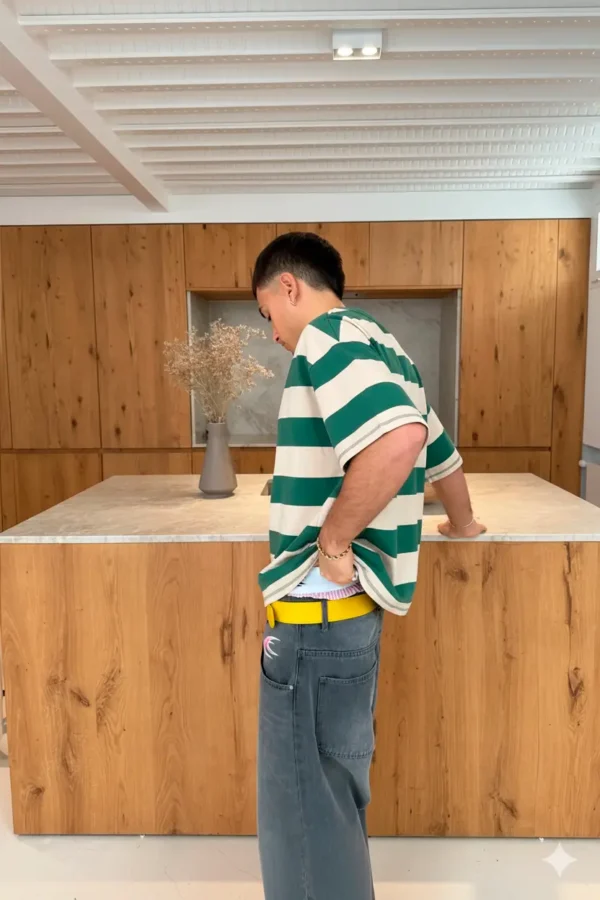 CAMISA2-MODELO3 Boy Green Striped T-Shirt