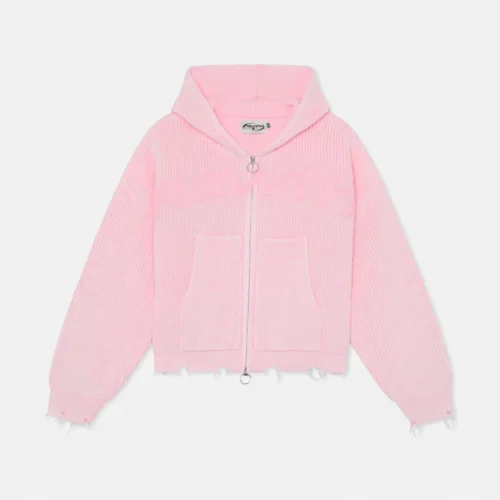 JERSEY3-DELANTE New Light Pink Buzz Knit Zipper
