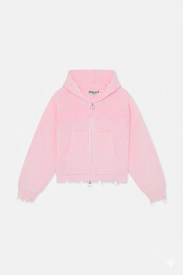 JERSEY3-DELANTE New Light Pink Buzz Knit Zipper