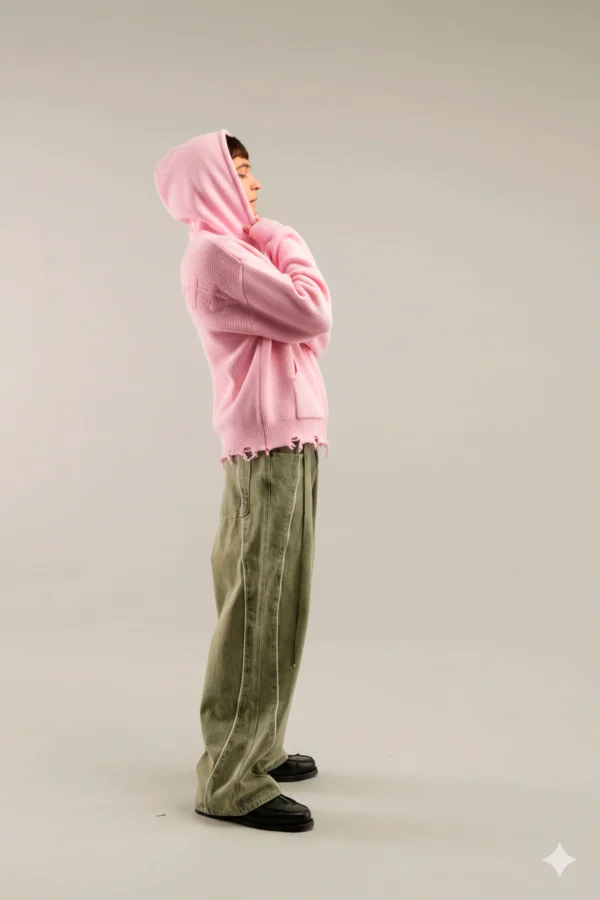 JERSEY3-MODELO1 New Light Pink Buzz Knit Zipper