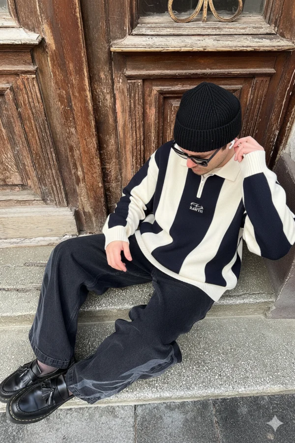 POLO3-MODELO2 Celery Marine Knit Sweater