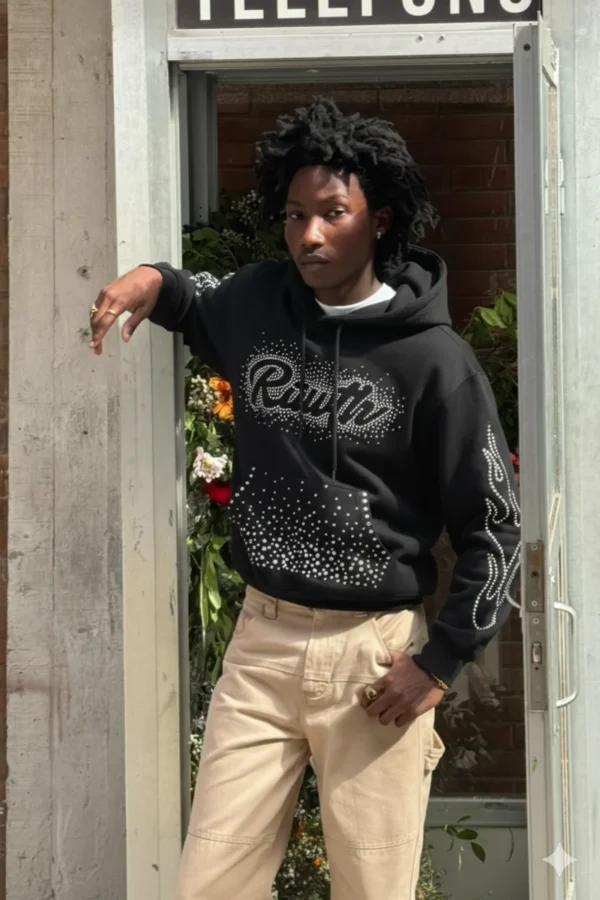 Rhinestones Hoodie Black