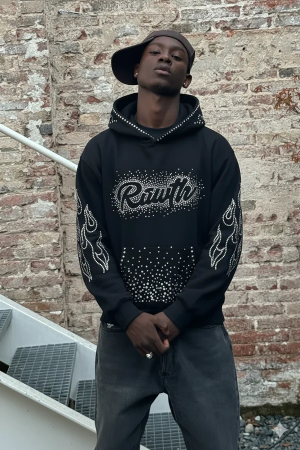 Rhinestones Hoodie Black
