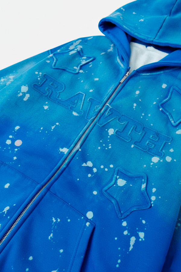 Gradient Zip-Up Hoodie with Star Patch