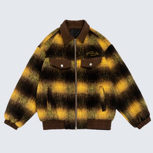 Plaid Turn-down Collar Jacket