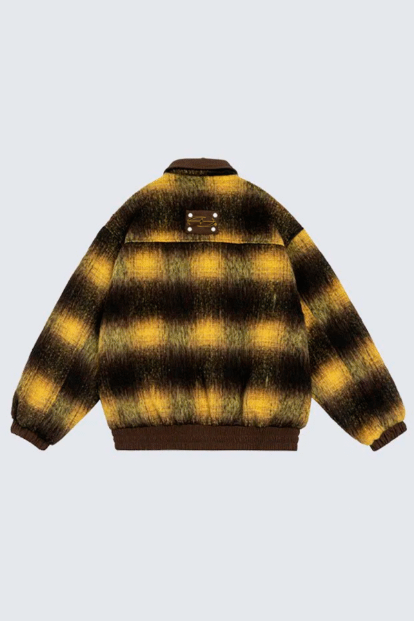Plaid Turn-down Collar Jacket
