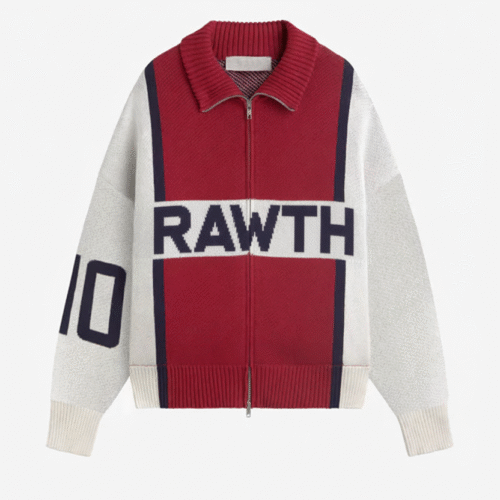 JERSEY7-DELANTE Alpine Rally Knitted Zipper Red-White