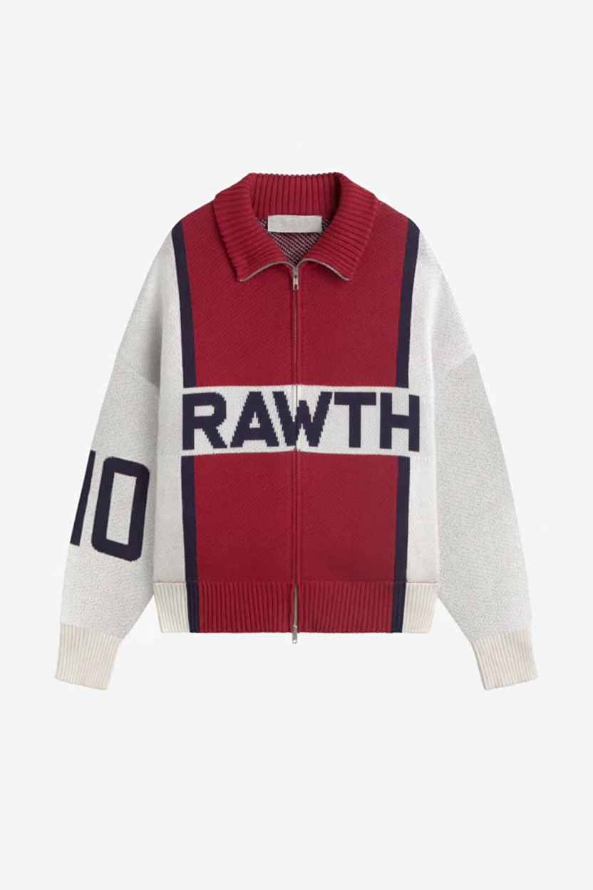 Alpine Rally Knitted Zipper Red-White