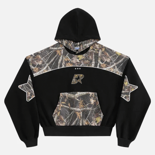 Boxy Camo Panel Hoodie