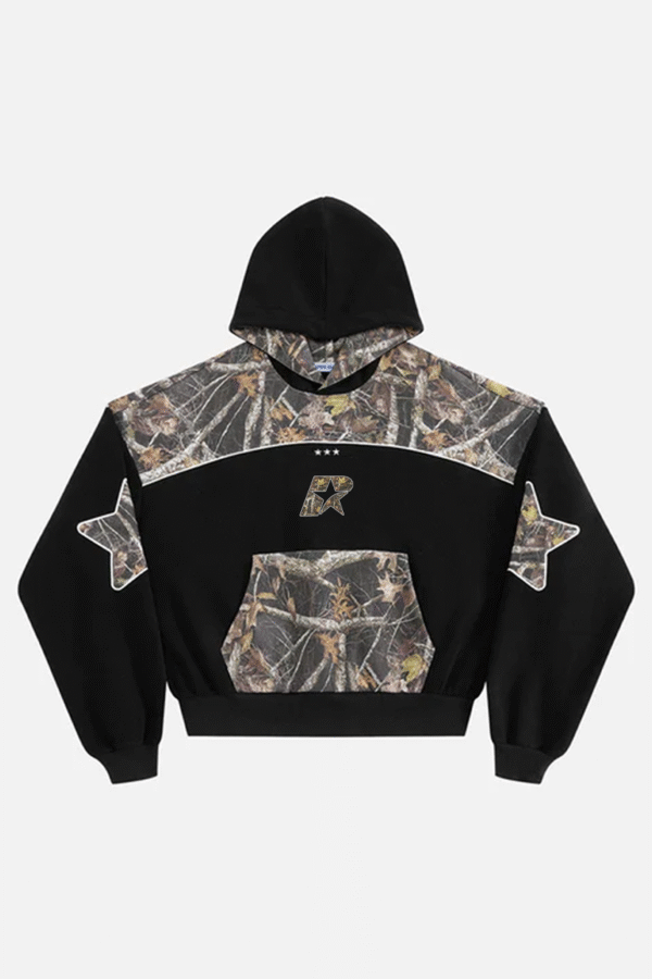 Boxy Camo Panel Hoodie